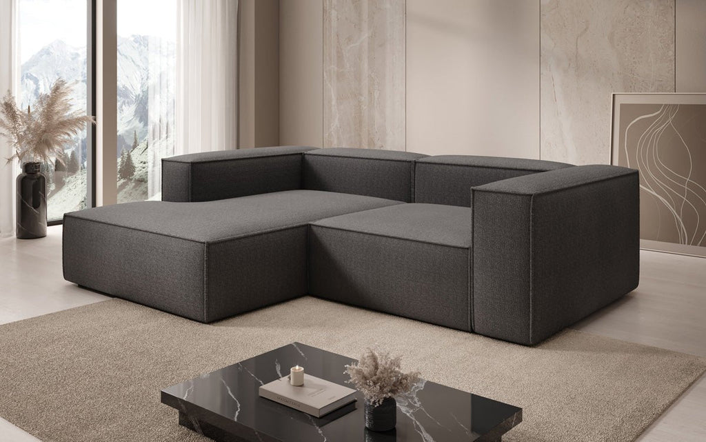 Luxuriöses Designer L-Sofa Lesley Bouclé Stoff Modern Bequem Wohnzimmer Couch