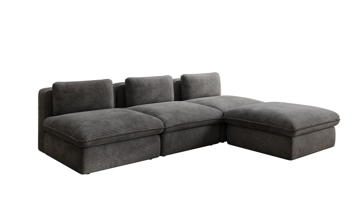 Gemütliches Designer L-Sofa Cuddle aus Cordstoff – Modernes Ecksofa Wohnzimmer