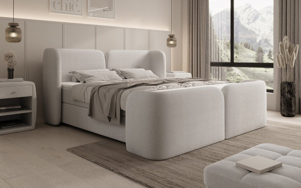 Riva Bouclé Boxspringbett mit Integriertem Stauraum – Luxuriöser Schlafkomfort und Elegantes Design