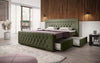 Luxuriöses Diva Bouclé Boxspringbett mit USB, LED & 2 Schubladen
