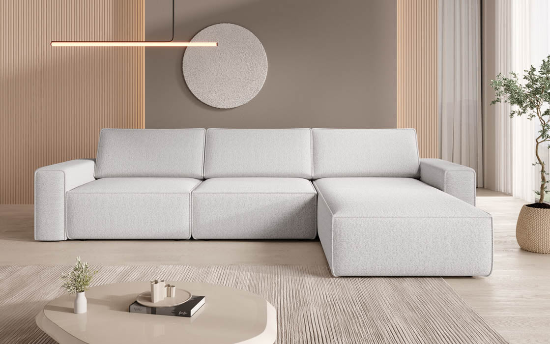 Luxuriöses Modulares Ecksofa Yuma L: Stilvoll, Bequem, Anpassbar, Bouclé-Stoff