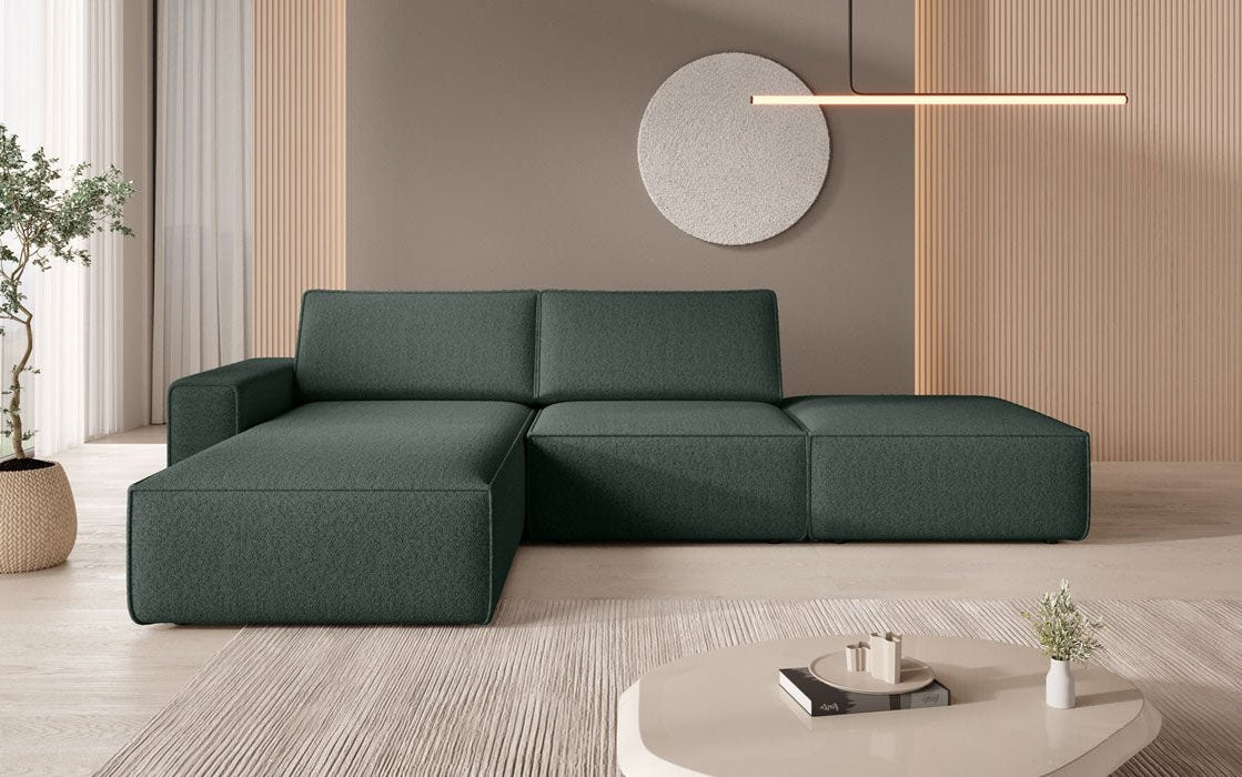 Luxuriöses Modulares Ecksofa Yuma mit Bouclé-Stoff und Beistellhocker – Perfekt für Ihr Wohnzimmer
