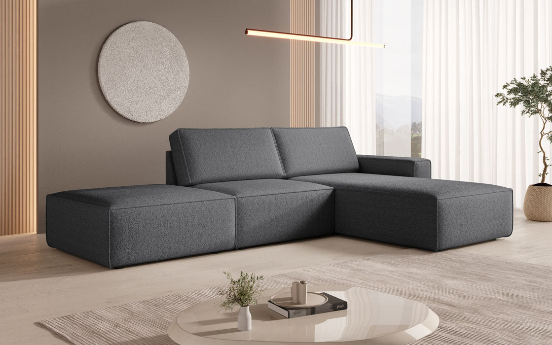 Luxuriöses Modulares Ecksofa Yuma mit Bouclé-Stoff und Beistellhocker – Perfekt für Ihr Wohnzimmer