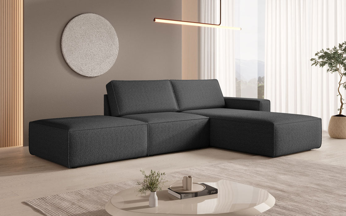 Luxuriöses Modulares Ecksofa Yuma mit Bouclé-Stoff und Beistellhocker – Perfekt für Ihr Wohnzimmer