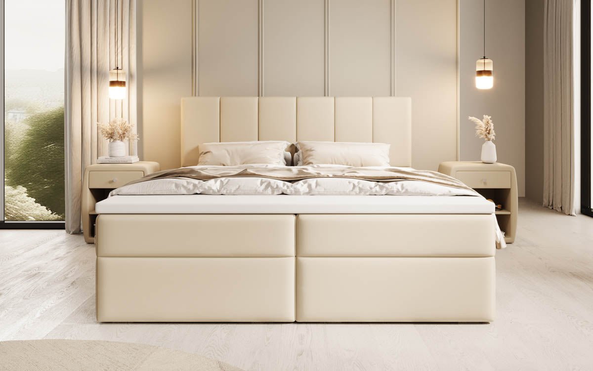 Aurelia Boxspringbett: Luxuriöses Kunstleder mit Praktischem Stauraum für Ihr Zuhause