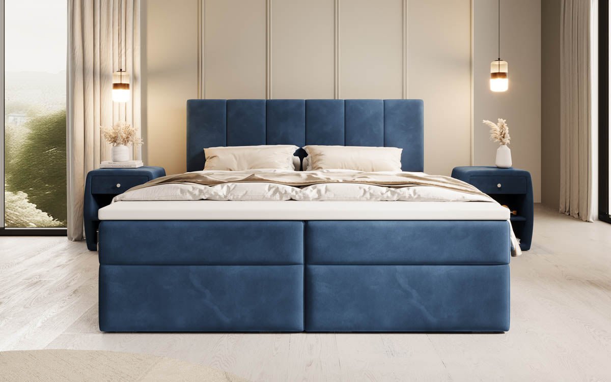 Aurelia Samt Boxspringbett: Luxuriöser Schlaf, Praktischer Stauraum, Eleganter Komfort