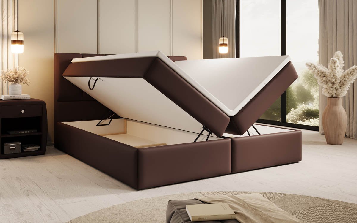 Aurelia Boxspringbett: Luxuriöses Kunstleder mit Praktischem Stauraum für Ihr Zuhause