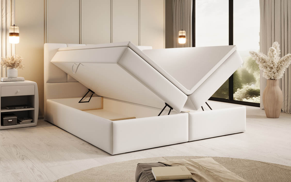Aurelia Boxspringbett: Luxuriöses Kunstleder mit Praktischem Stauraum für Ihr Zuhause