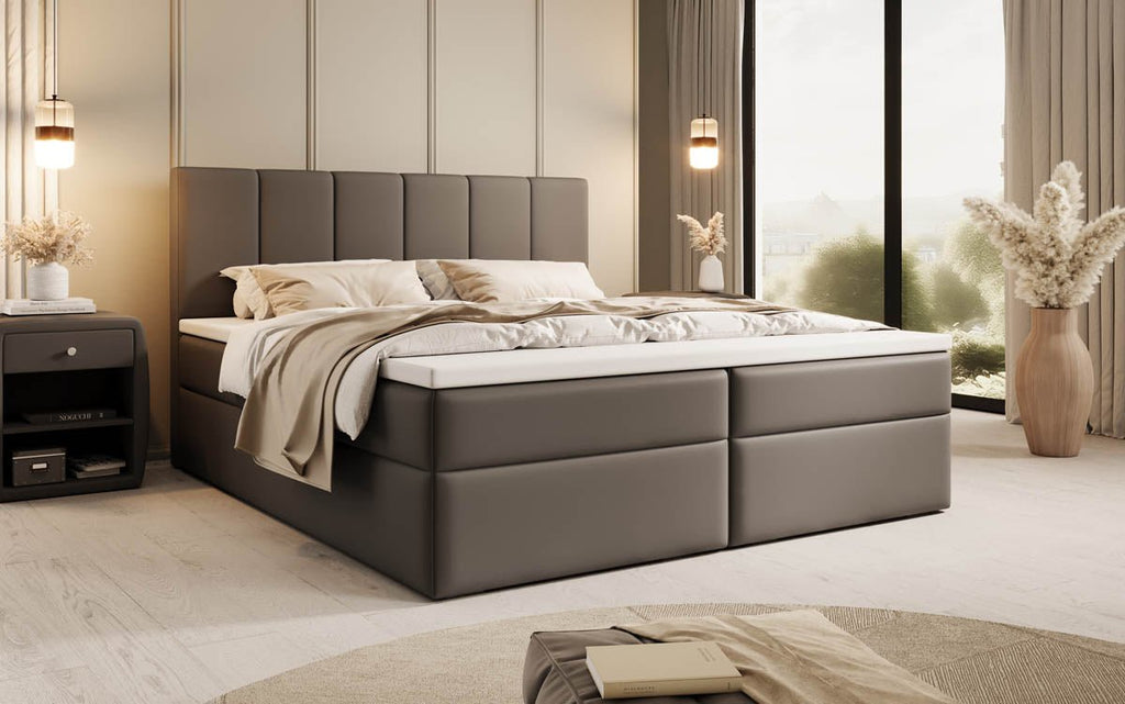 Aurelia Boxspringbett Kunstleder, cleverem Stauraum, inklusive Premium Topper