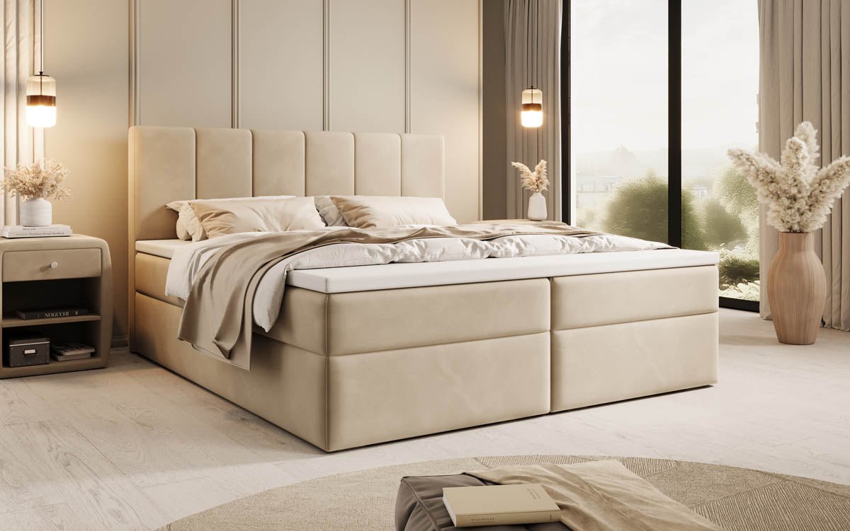 Aurelia Samt Boxspringbett: Luxuriöser Schlaf, Praktischer Stauraum, Eleganter Komfort