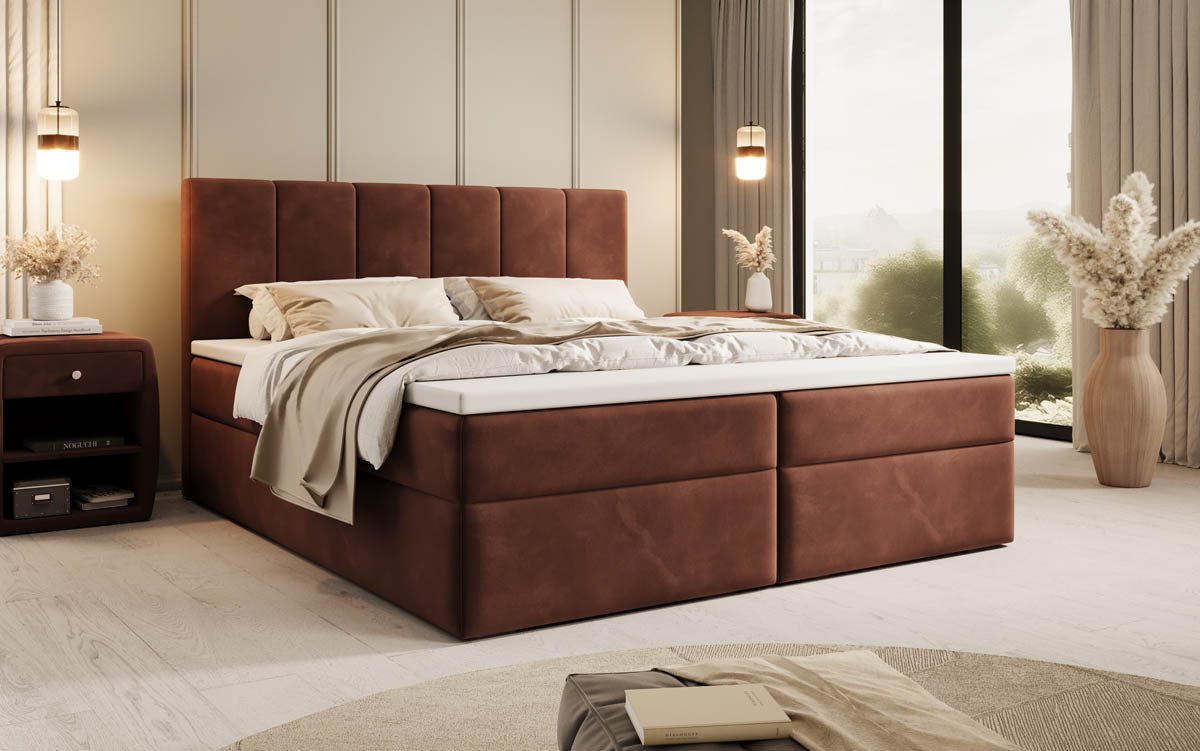 Aurelia Samt Boxspringbett: Luxuriöser Schlaf, Praktischer Stauraum, Eleganter Komfort