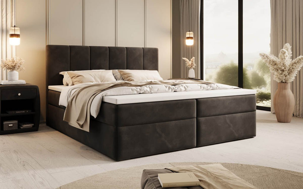 Luxuriöses Boxspringbett Aurelia: Samtbezug, Stauraum, Komfort Matratze für erholsamen Schlaf