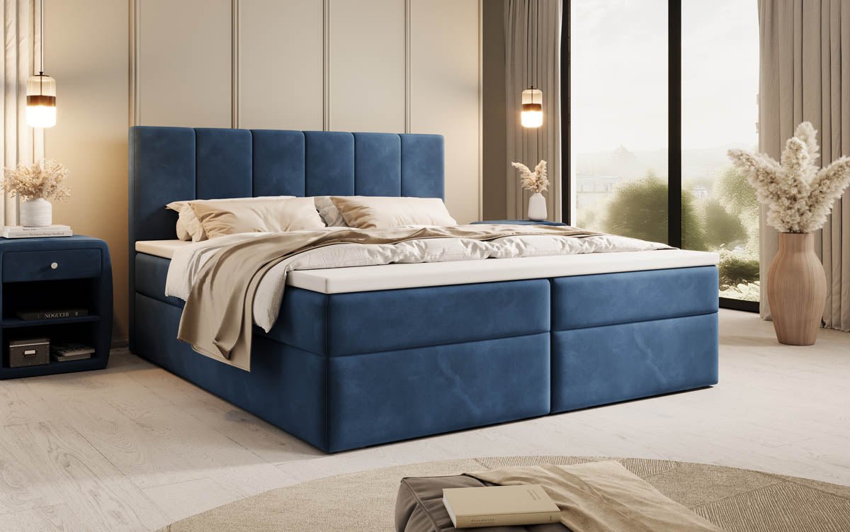 Aurelia Samt Boxspringbett: Luxuriöser Schlaf, Praktischer Stauraum, Eleganter Komfort