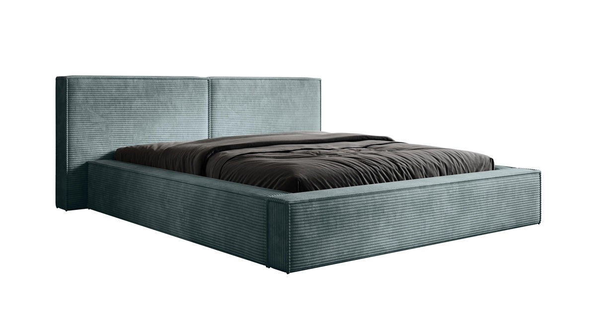 Elegantes Designer Polsterbett Ophelia: Samtiger Cord-Bezug, integrierter Stauraum, maximaler Komfort