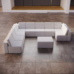 Lade das Bild in den Galerie-Viewer, Luxuriöses Modulares Gartensofa Set U-Form mit Beistellhocker – Wetterfest
