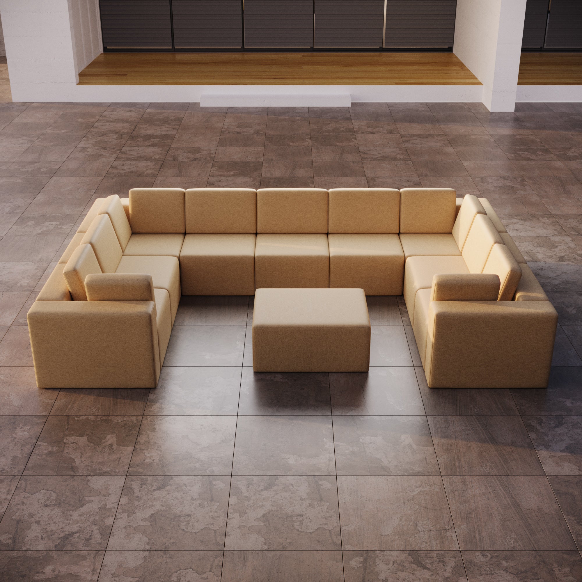 Luxuriöses Modulares Gartensofa Eden U-Form mit Beistellhocker – Wetterfest und Komfortabel