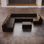 Lade das Bild in den Galerie-Viewer, Luxuriöses Modulares Gartensofa Set U-Form mit Beistellhocker – Wetterfest
