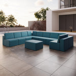 Lade das Bild in den Galerie-Viewer, Luxuriöses Modulares Gartensofa Set U-Form mit Beistellhocker – Wetterfest
