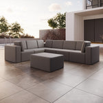 Lade das Bild in den Galerie-Viewer, Premium Wetterfester Gartensofa Bezug L-Maxi mit Hocker – Stilvoller Schutz
