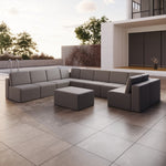 Lade das Bild in den Galerie-Viewer, Luxuriöses Modulares Gartensofa Set U-Form mit Beistellhocker – Wetterfest
