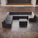 Lade das Bild in den Galerie-Viewer, Luxuriöses Modulares Gartensofa Set U-Form mit Beistellhocker – Wetterfest
