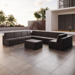 Lade das Bild in den Galerie-Viewer, Luxuriöses Modulares Gartensofa Set U-Form mit Beistellhocker – Wetterfest
