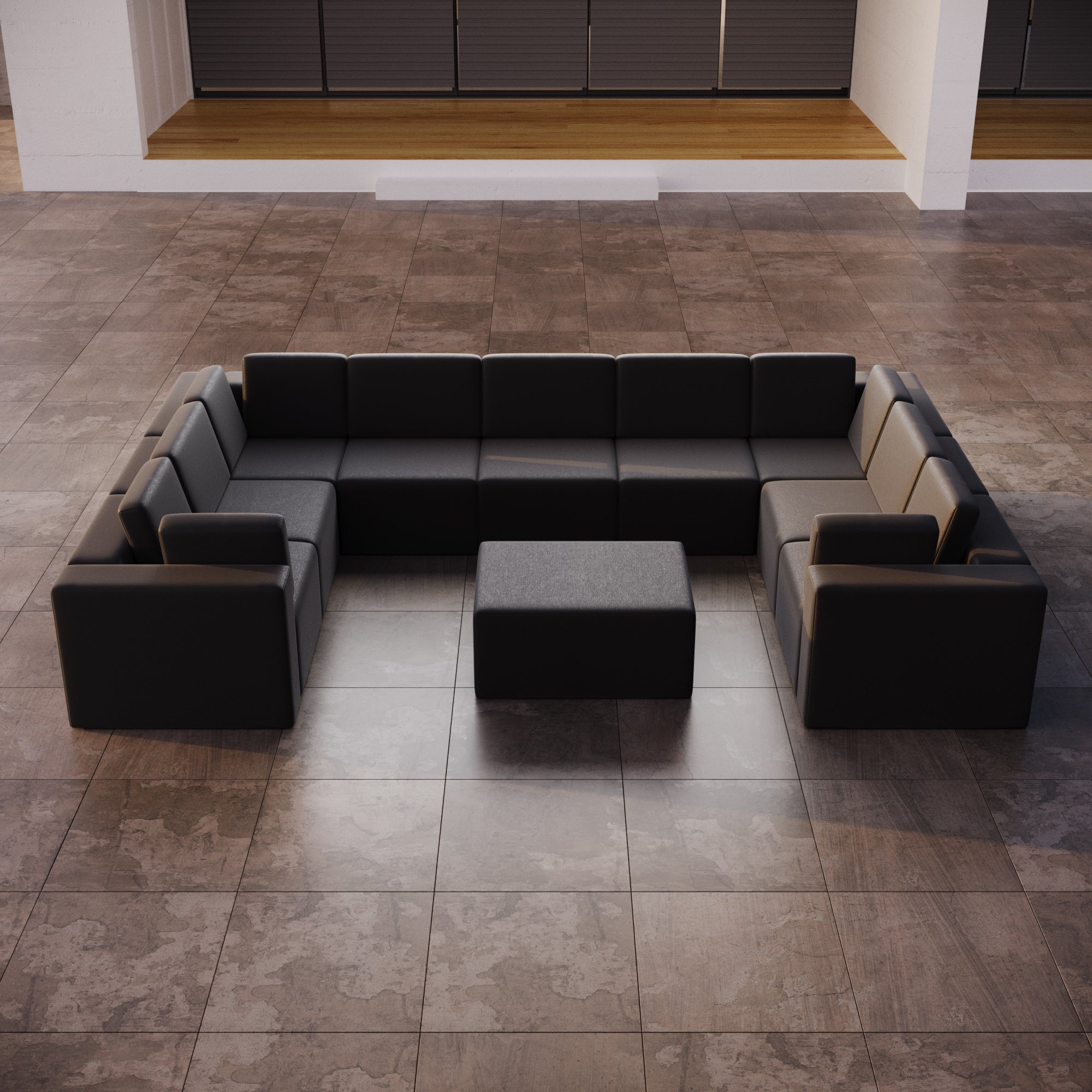 Luxuriöses Modulares Gartensofa U-Form mit Hocker – Wetterfest für Outdoor Komfort
