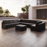 Lade das Bild in den Galerie-Viewer, Luxuriöses Modulares Gartensofa Set U-Form mit Beistellhocker – Wetterfest
