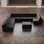 Lade das Bild in den Galerie-Viewer, Luxuriöses Modulares Gartensofa Set U-Form mit Beistellhocker – Wetterfest
