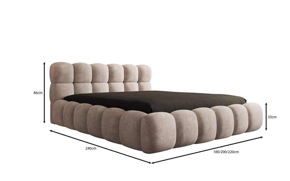 Gemütliches Designer Cord-Polsterbett Boston mit Clevem Stauraum – Dein Schlafparadies!