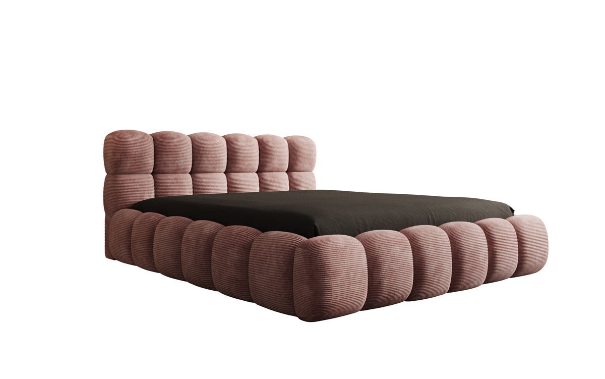 Gemütliches Designer Cord-Polsterbett Boston mit Clevem Stauraum – Dein Schlafparadies!