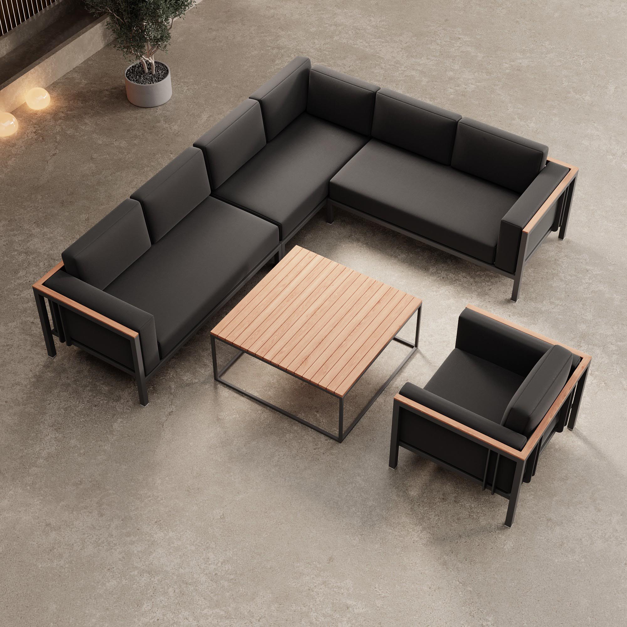Luxuriöse Euphoria Ecklounge: Elegantes Aluminium Gartenmöbel-Set mit Sunbrella Polstern, wetterfest, modern.