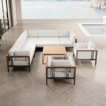 Lade das Bild in den Galerie-Viewer, Luxuriöses Wetterfestes Garten Lounge Set: Ecksofa, Sessel, Aluminium, Sunbrella Stoff
