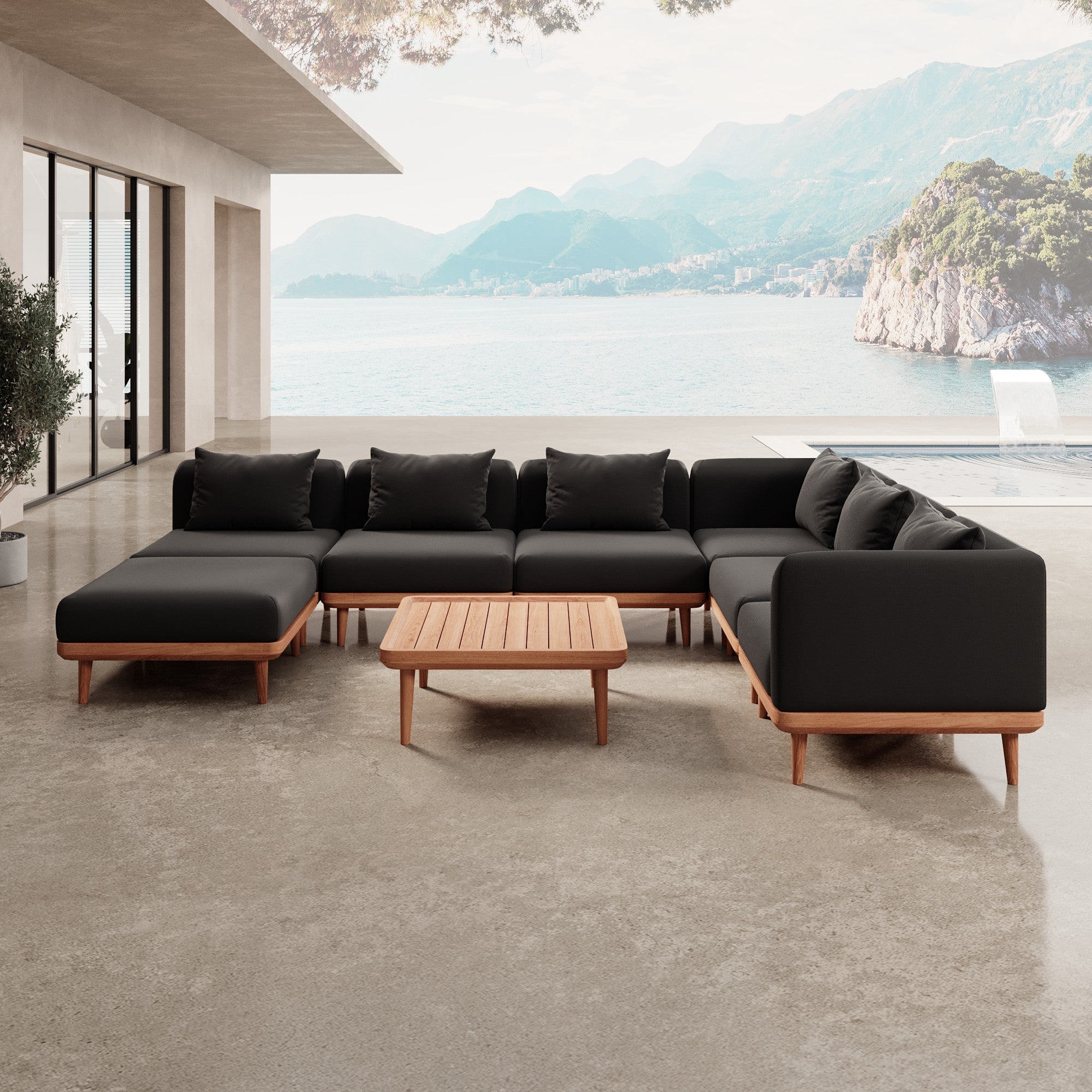 Luxuriöse Nouri Aevora Designer Outdoor Wohnlandschaft – Modulares Wetterfestes Garten Lounge Sofa Set