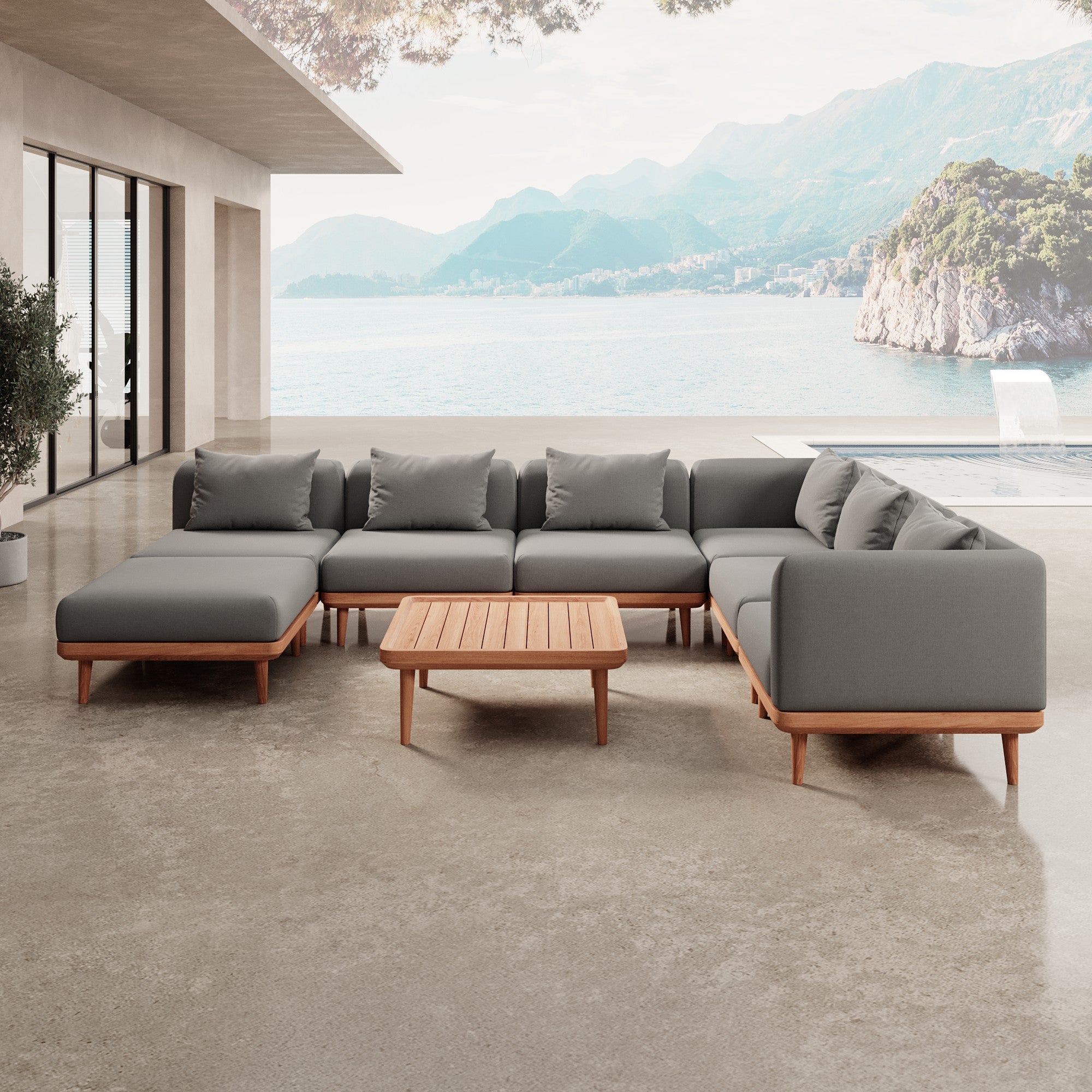 Nouri Aevora™ Luxus Outdoor Wohnlandschaft – Modulares Gartensofa mit Sunbrella Stoff