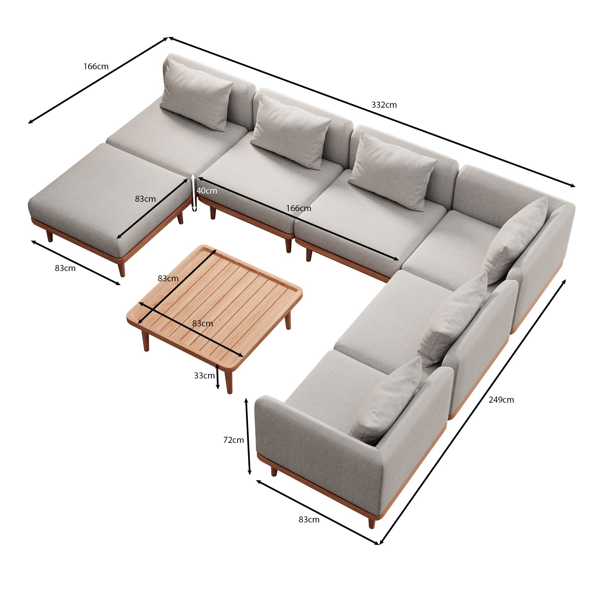 Nouri Aevora™ Luxus Outdoor Wohnlandschaft – Modulares Gartensofa mit Sunbrella Stoff