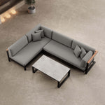 Lade das Bild in den Galerie-Viewer, Vayla Luxus Garten Ecklounge Set – Modulares Aluminium Ecksofa &amp; Tisch
