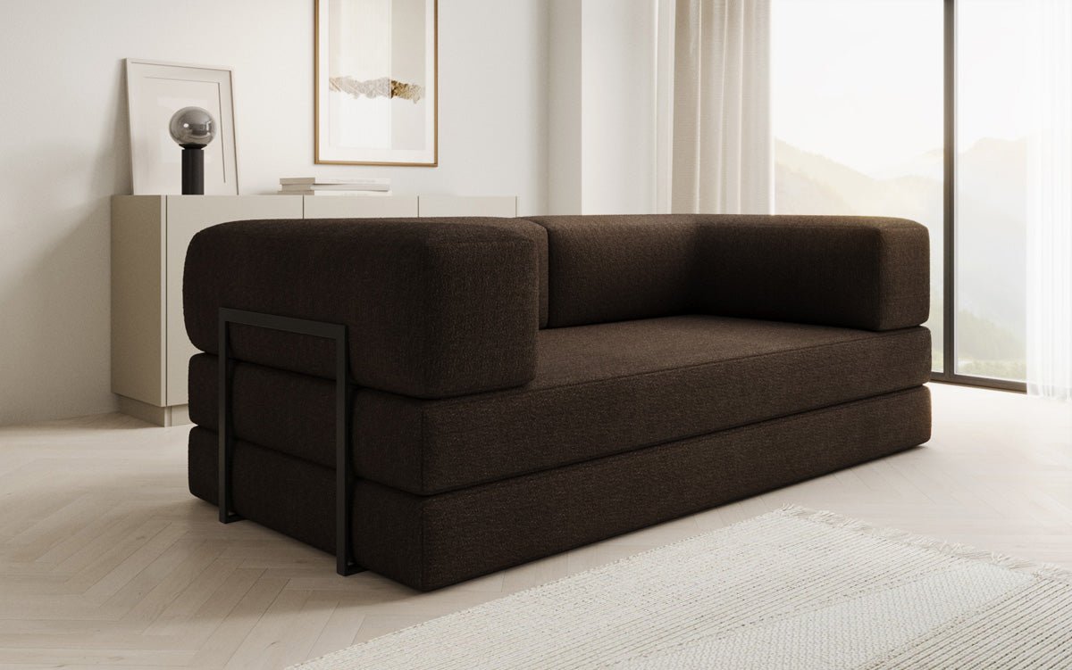 Luxuriöses Designer Lazy 3-Sitzer Schlafsofa mit Bouclé-Stoff und Stauraum