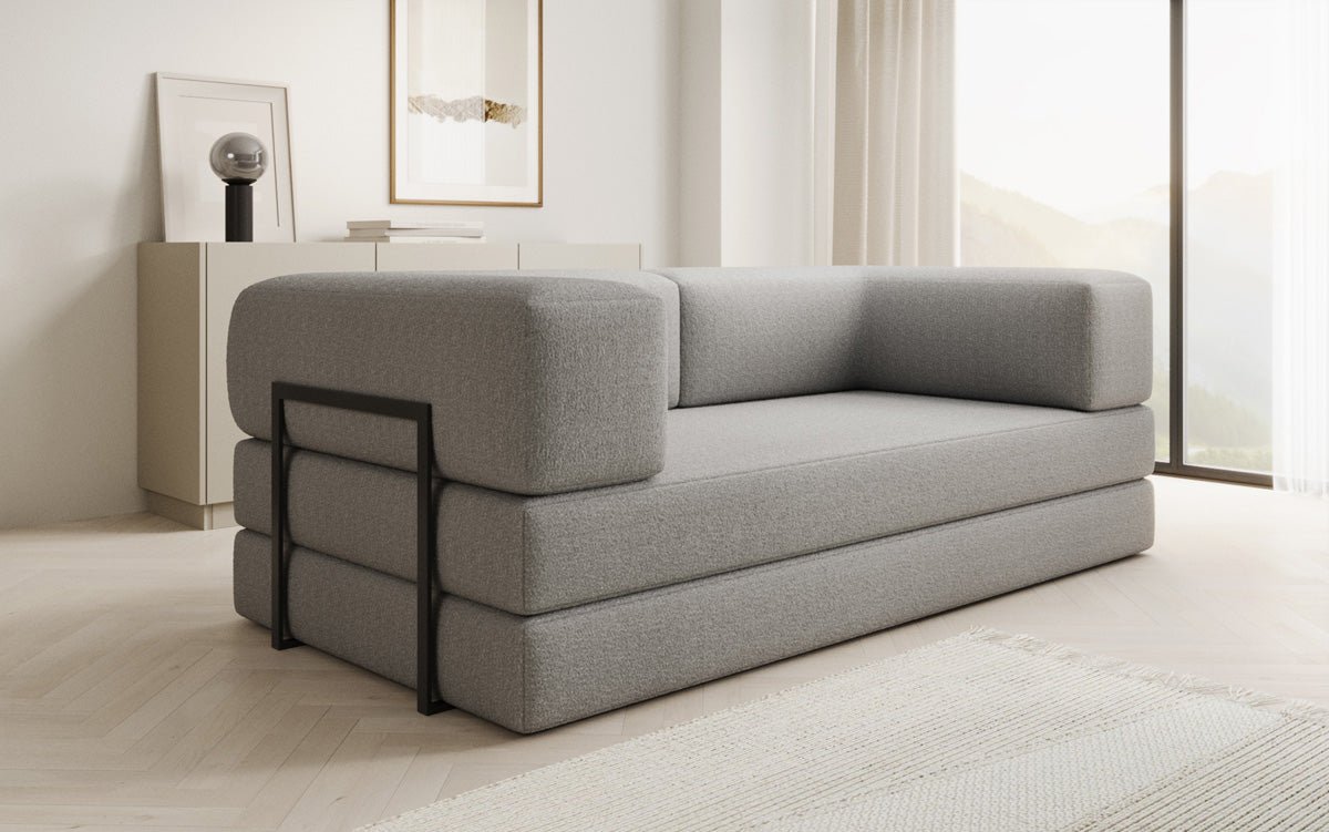 Luxuriöses Designer Lazy 3-Sitzer Schlafsofa mit Bouclé-Stoff und Stauraum