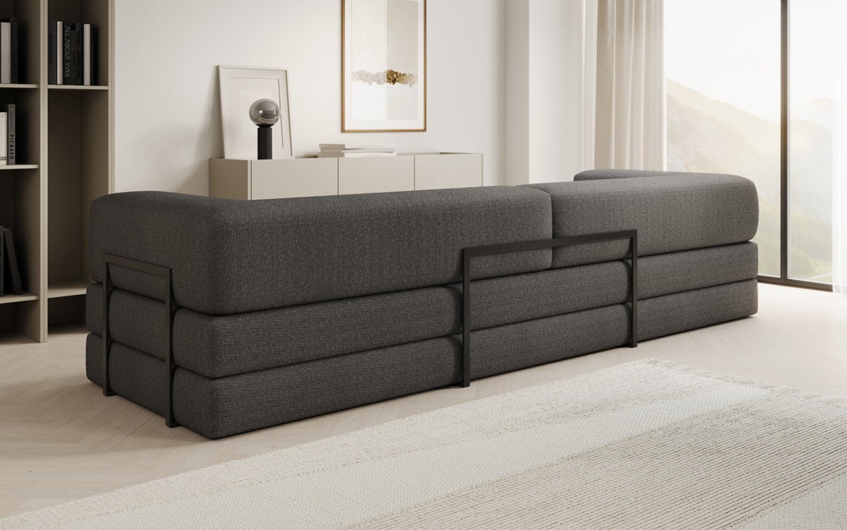 Luxuriöses XXL Bouclé Designer Sofa mit Schlaf- und Stauraumfunktion