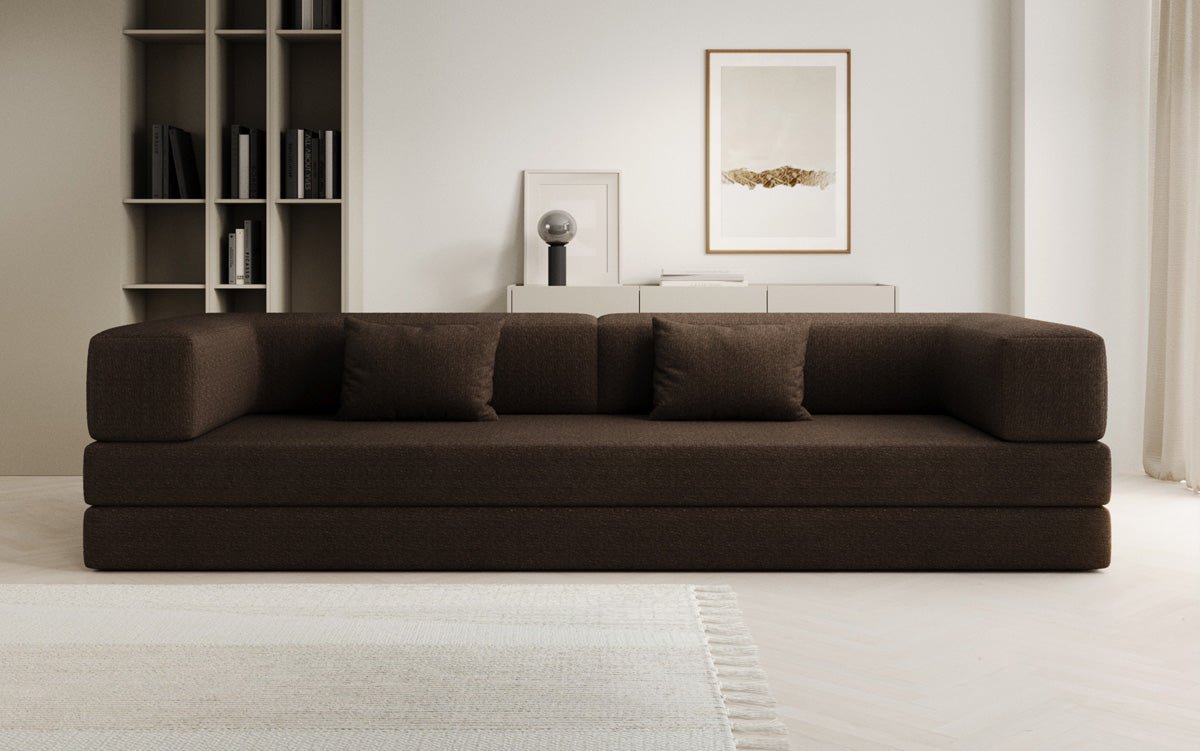 Luxuriöses XXL Bouclé Designer Sofa mit Schlaf- und Stauraumfunktion
