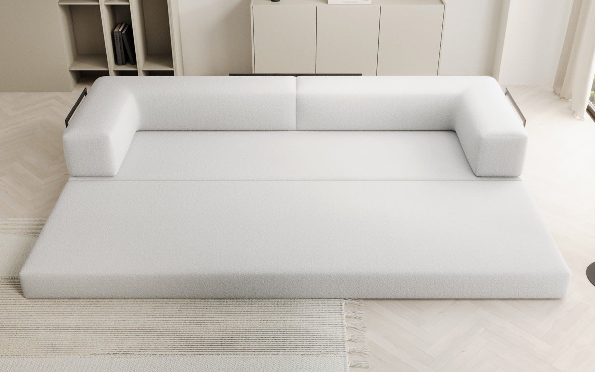 Luxuriöses XXL Bouclé Designer Sofa mit Schlaf- und Stauraumfunktion