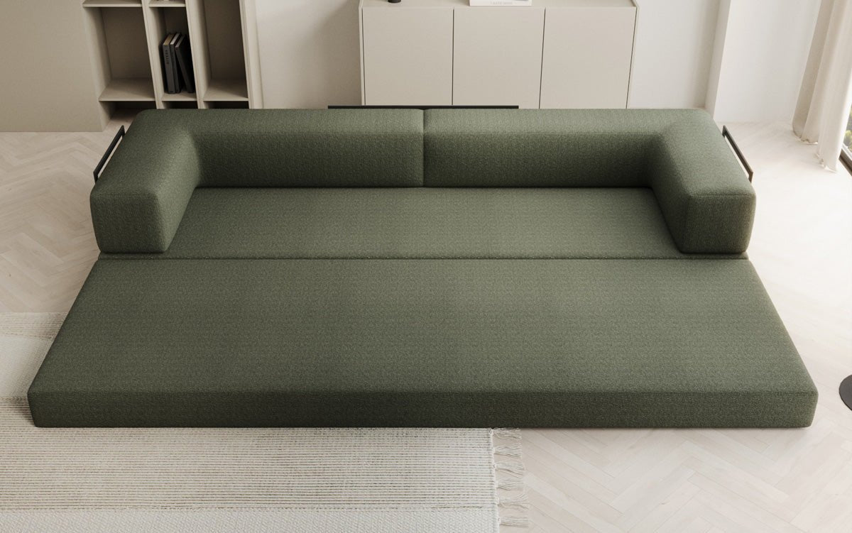 Luxuriöses XXL Bouclé Designer Sofa mit Schlaf- und Stauraumfunktion