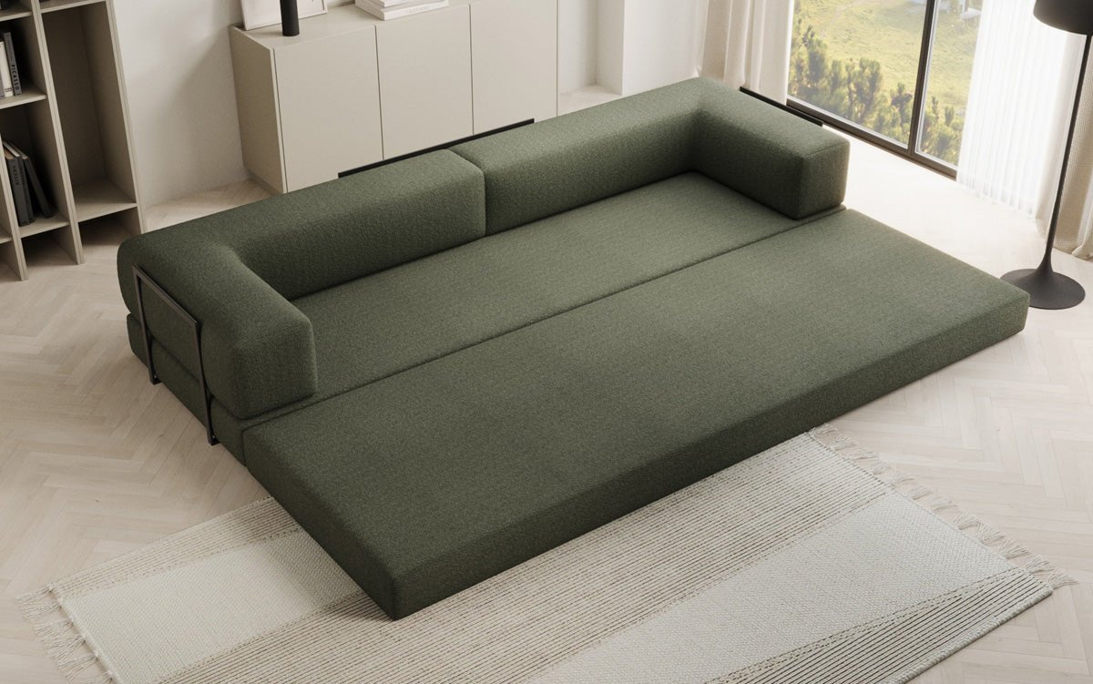 Luxuriöses XXL Designer Bouclé Sofa – 3 Sitzer mit Schlaffunktion & Stauraum