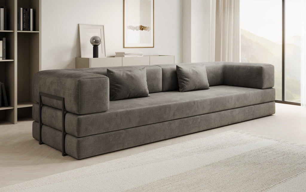 Luxuriöses XXL Designer Samt Sofa mit Schlaffunktion, Stauraum und Komfort