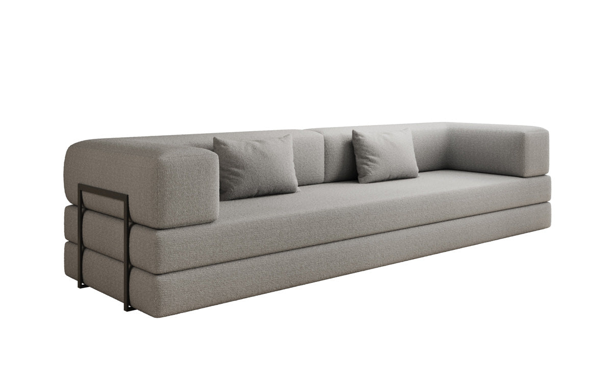 Luxuriöses XXL Bouclé Designer Sofa mit Schlaf- und Stauraumfunktion