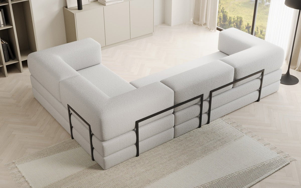 Luxuriöses Designer Ecksofa Lazy L Bouclé – Vielseitig, Gemütlich mit Schlaffunktion & Stauraum