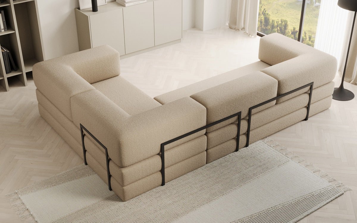 Luxuriöses Designer Ecksofa Lazy L Bouclé – Vielseitig, Gemütlich mit Schlaffunktion & Stauraum