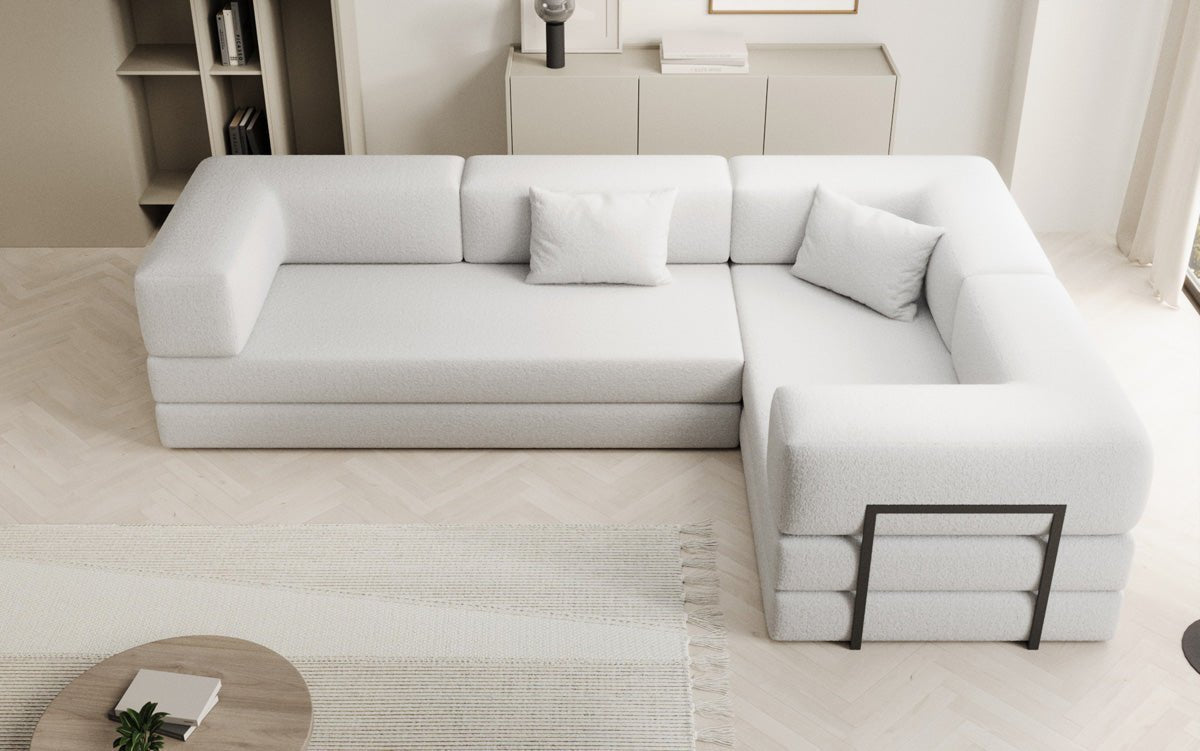 Luxuriöses Designer Ecksofa Lazy L Bouclé – Vielseitig, Gemütlich mit Schlaffunktion & Stauraum