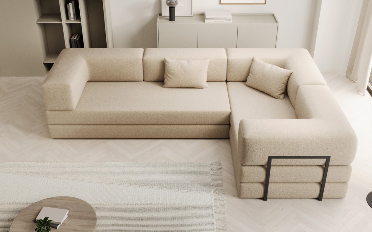 Luxuriöses Designer Ecksofa Lazy L Bouclé – Vielseitig, Gemütlich mit Schlaffunktion & Stauraum
